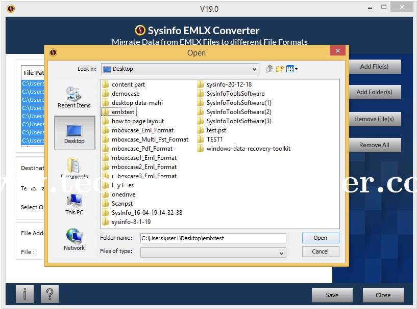 SysInfos EMLX Converter Screenshots